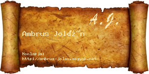 Ambrus Jolán névjegykártya