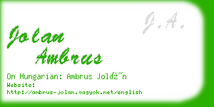 jolan ambrus business card